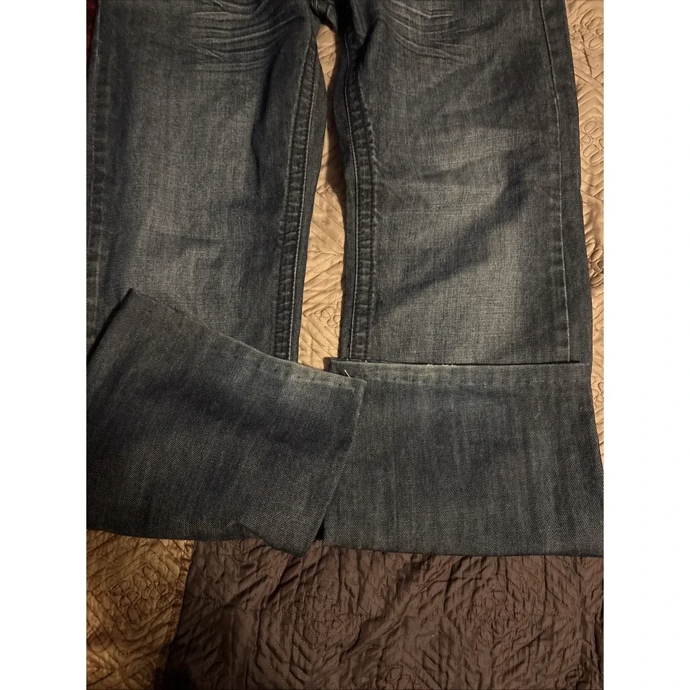 Reward Jeans Mens 32x29 Straight Fit‎ Denim Dark Wash Saw Tooth Pocket Hemmed